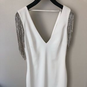 Badgley Mischka Rhinestone Fringe Cocktail Dress. Wedding/ Guest